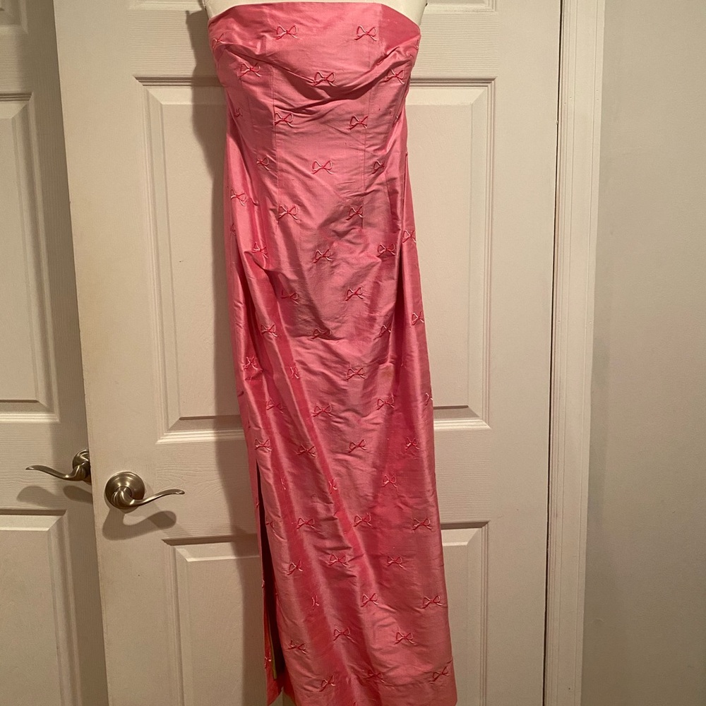 Vintage Lilly Pulitzer Strapless Pink Silk Dress